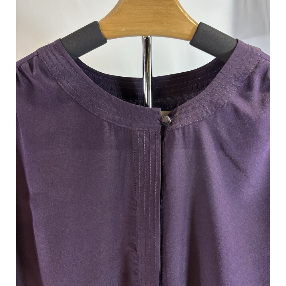 Banana Republic Silk Blouse Petite 6 Purple Minimalist 3/4 Sleeve‎ Top Chic - Picture 2 of 7